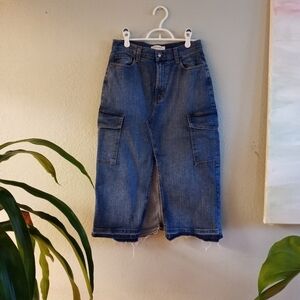 Vibrant m.i.u. denim cargo skirt